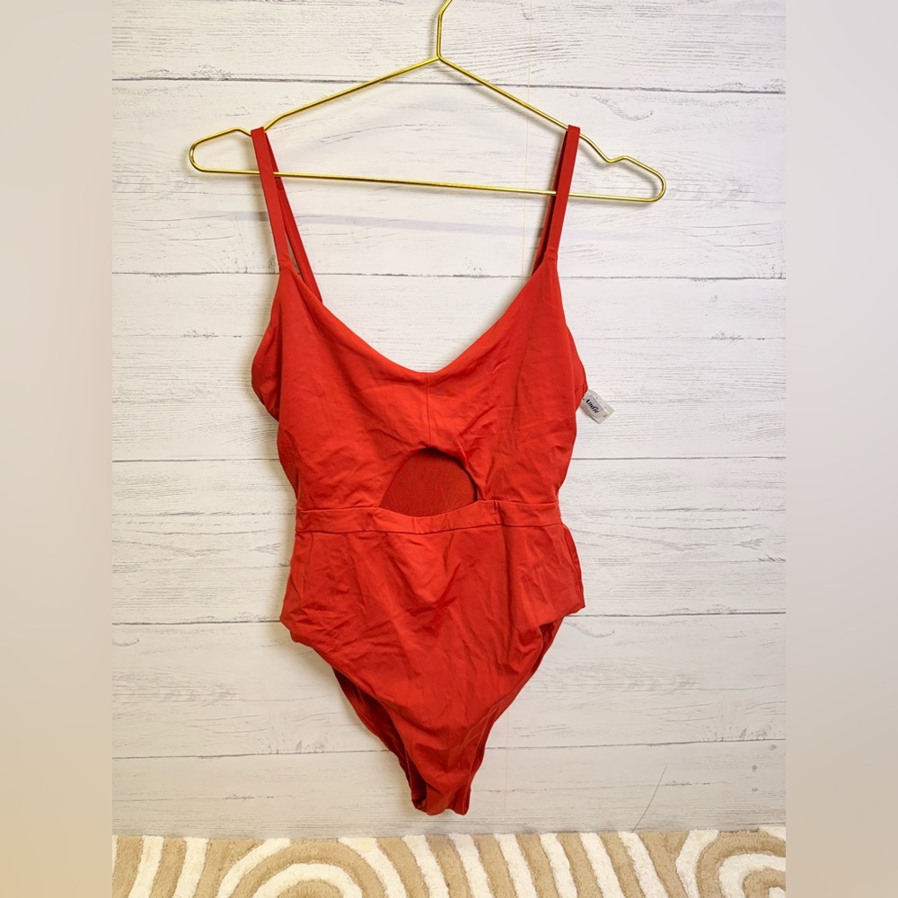 Andie Red One Piece Swimsuit front peek a boo M